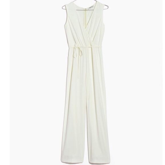 Madewell NWT Tie Waist Wide Leg Jumpsuit Ivory - Picture 1 of 6
